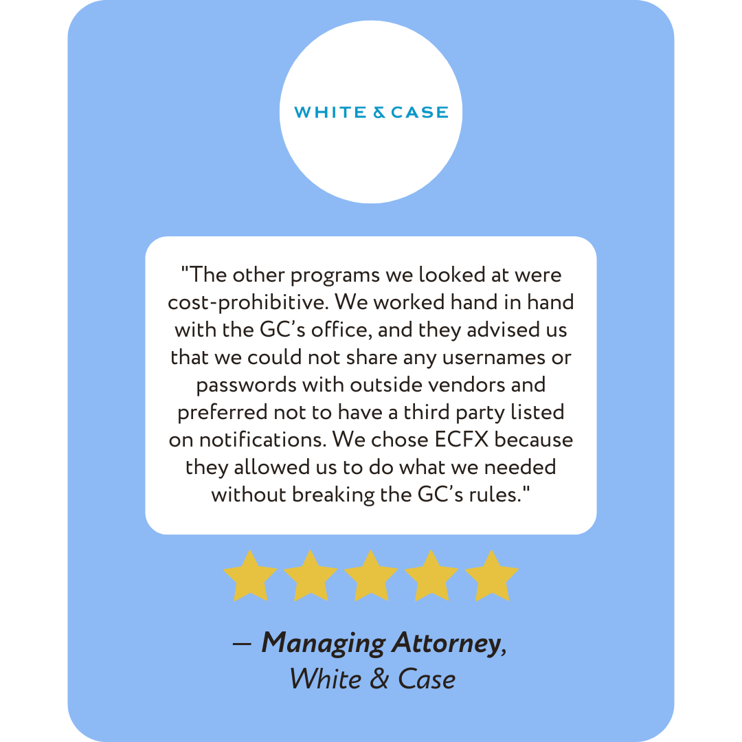 Testimonial Quote from a Managing Attorney at White & Case