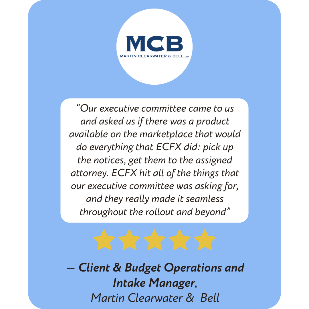 Testimonial Quote from a Client & Budget Operations and Intake Manager at Martin Clearwater & Bell