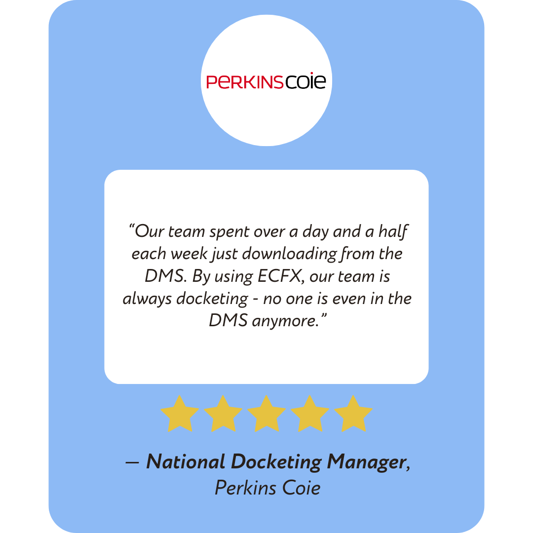 Testimonial Quote from a National Docketing Manager at Perkins Coie