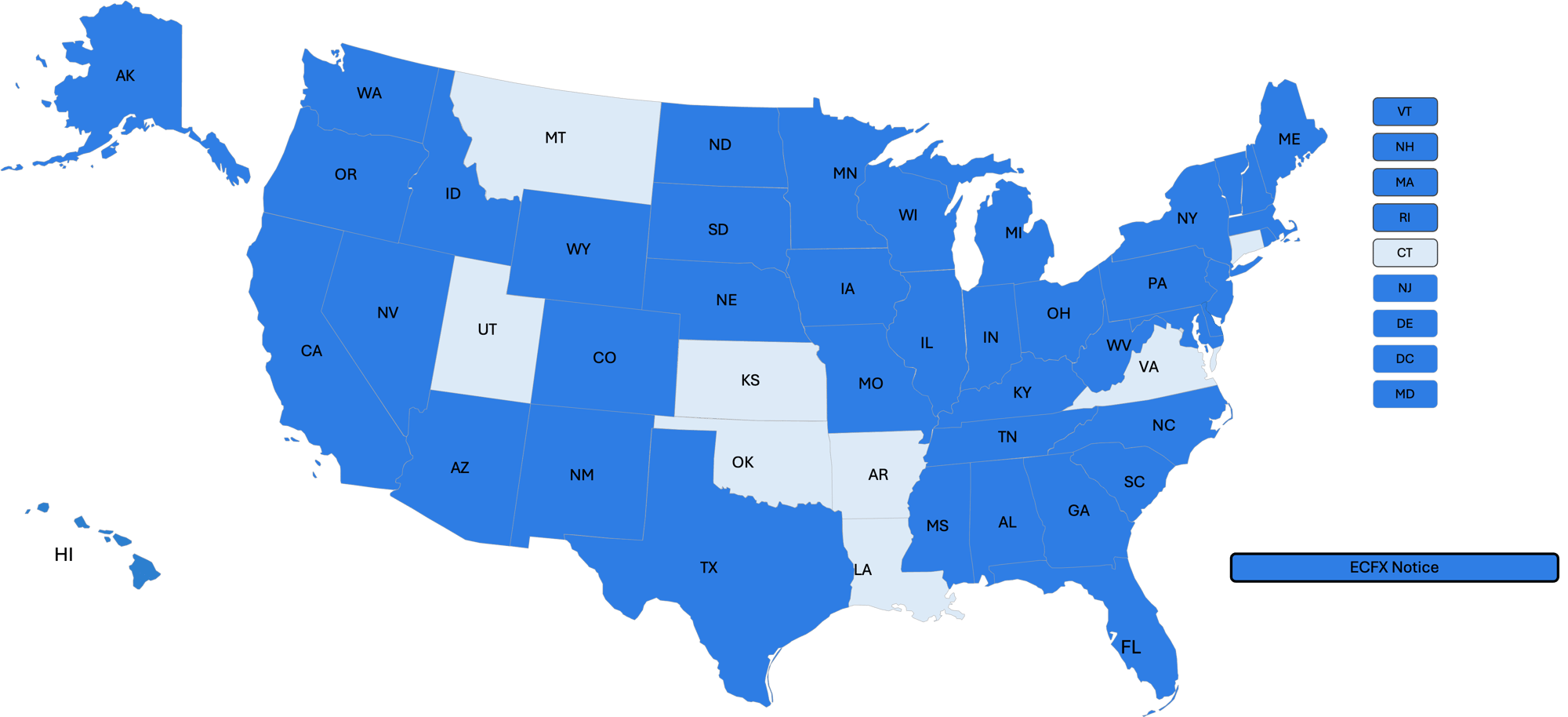 ECFX Notice State Court Coverage Map