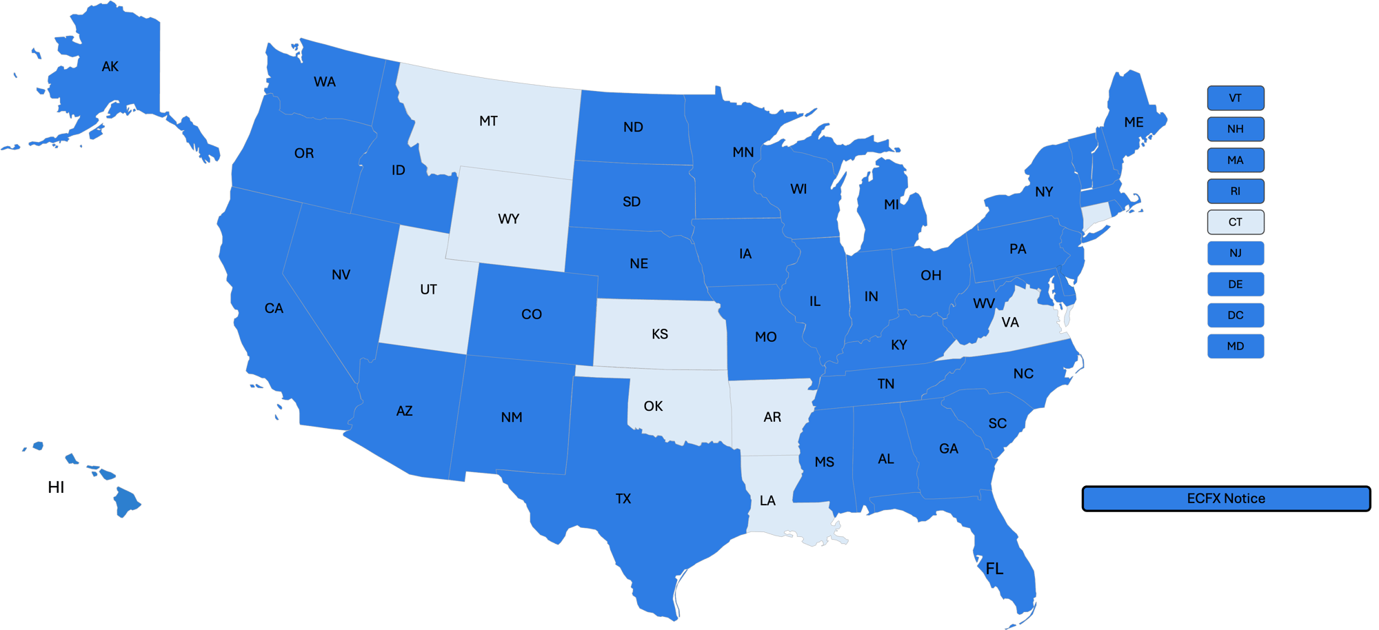ECFX Notice State Court Coverage Map ECFX Notice State Court Coverage Map